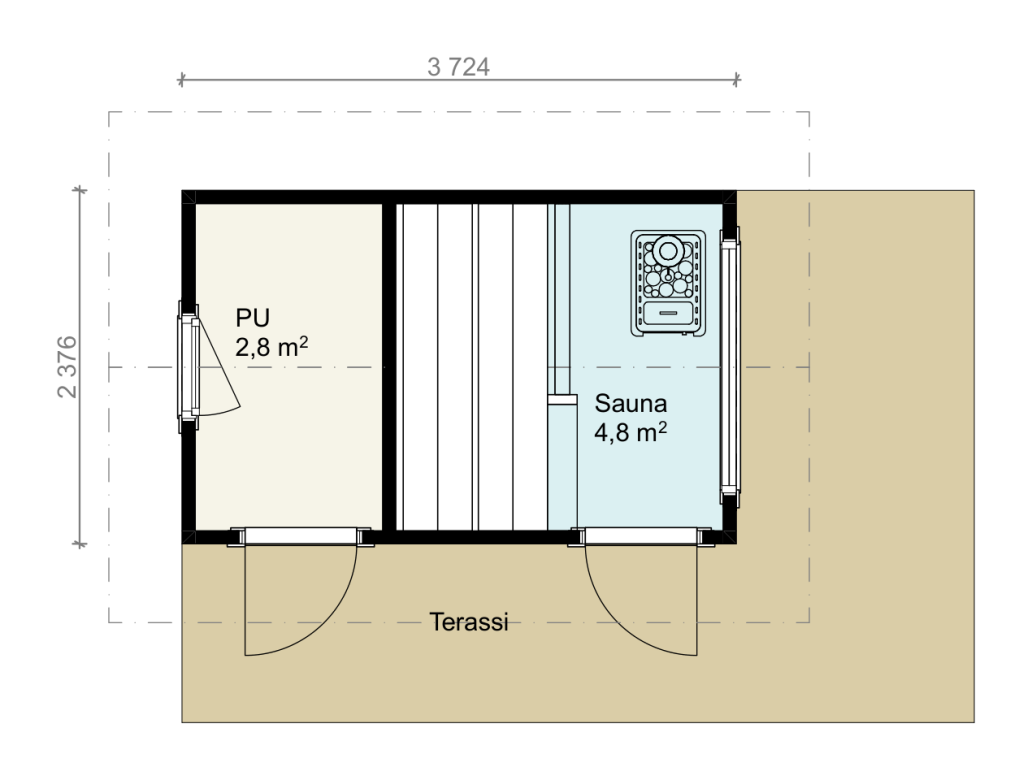 Veisto sauna 9C pohjapiirros